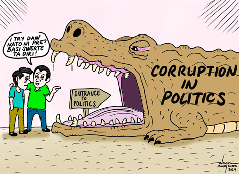 A cartoon from the Mindanao Times, Mindanao is an area in the south of the Philippines.